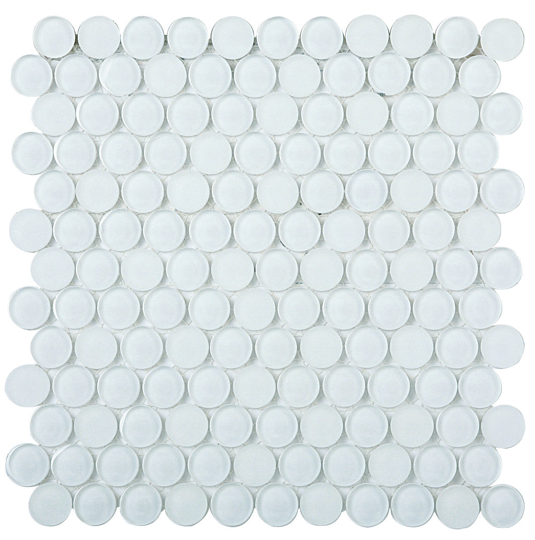 Round 25 Super White Crystal Glass Mosaic tile