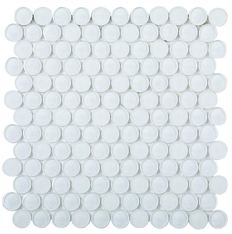 Round 25 Super White Crystal Glass Mosaic tile
