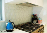 Watercube Super White 3D Crystal Glass Mosaic in a room setting