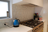 Watercube Super White 3D Crystal Glass Mosaic in a room setting