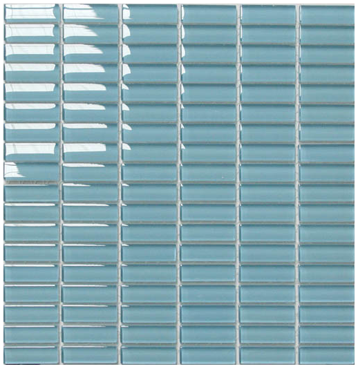 Classic Aqua Crystal Glass Mosaic 15x50mm tile