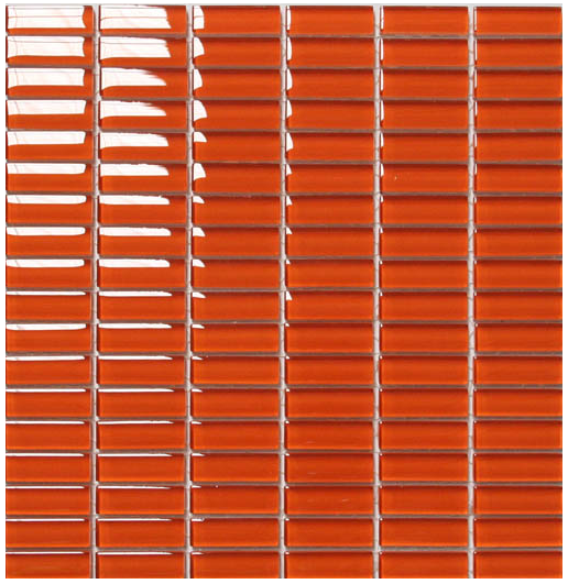 Classic Red Crystal Glass Mosaic 15x50mm tile