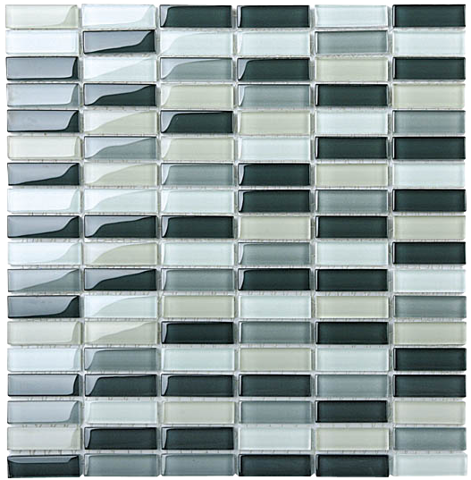Classic Grey Blend Crystal Glass Mosaic 15x50mm (ESM02-1550) tile