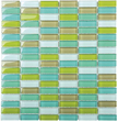 Classic Green Blend Crystal Glass Mosaic 15x50mm tile
