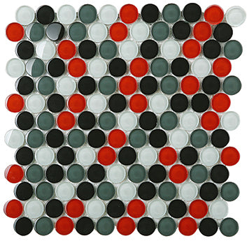 Round 25 Grey Blend Crystal Glass Mosaic 290x290mm (ESM04-R25) tile