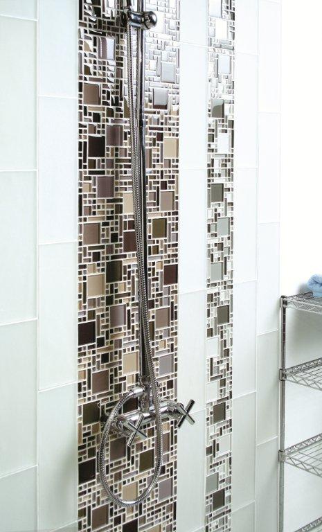 Magic Grey Blend Crystal Glass Mosaic 300x300mm (ESM08-MAGIC) in a room setting