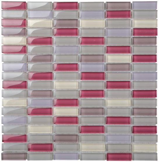 Classic Grey Blend Crystal Glass Mosaic 15x50mm (ESM19-1550) tile
