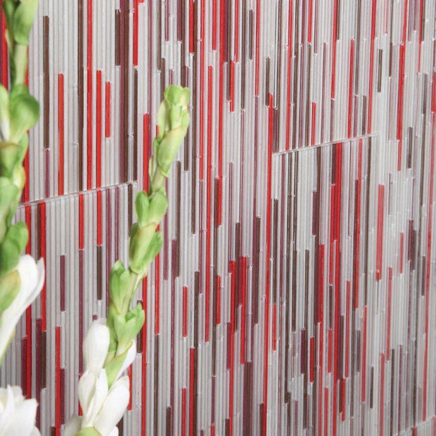 Matrix Red Blend Crystal Glass Mosaic in a room setting