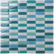 Classic Aqua Blend Crystal Glass Mosaic 15x50mm tile