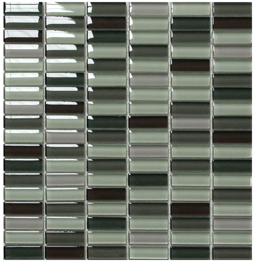 Classic Grey Blend Crystal Glass Mosaic 15x50mm (ESM27-1550) tile