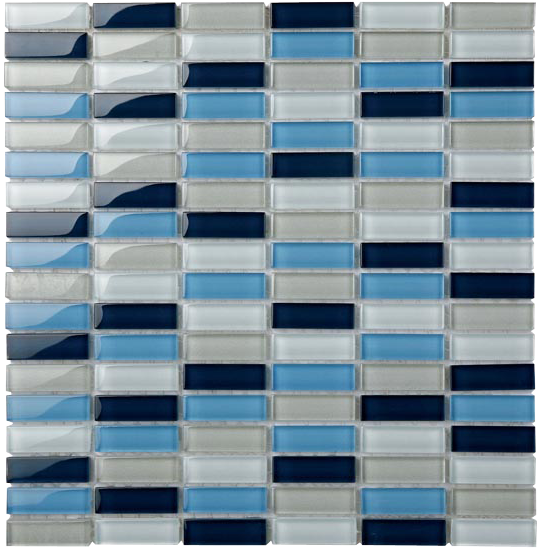Classic Blue Blend Crystal Glass Mosaic 15x50mm (ESM28-1550) tile