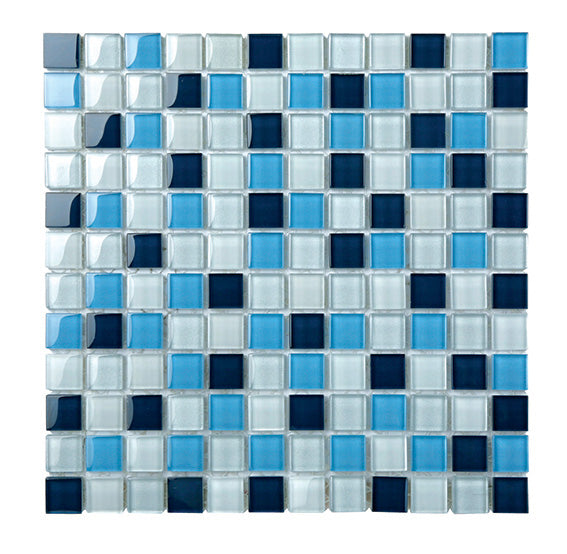 Classic Aqua Blend Crystal Glass Mosaic 25x25mm (ESM28-25) tile