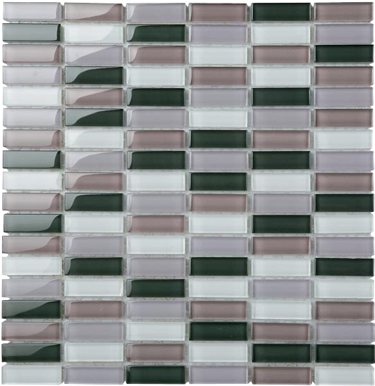 Classic Grey Blend Crystal Glass Mosaic 15x50mm (ESM32-1550) tile