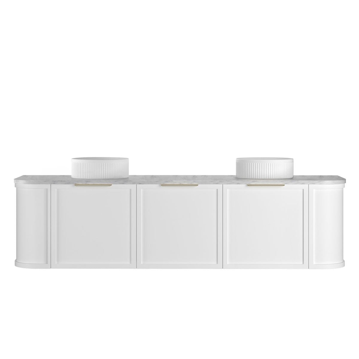 Hampshire 1800mm Satin White Wall Hung Curve Vanity