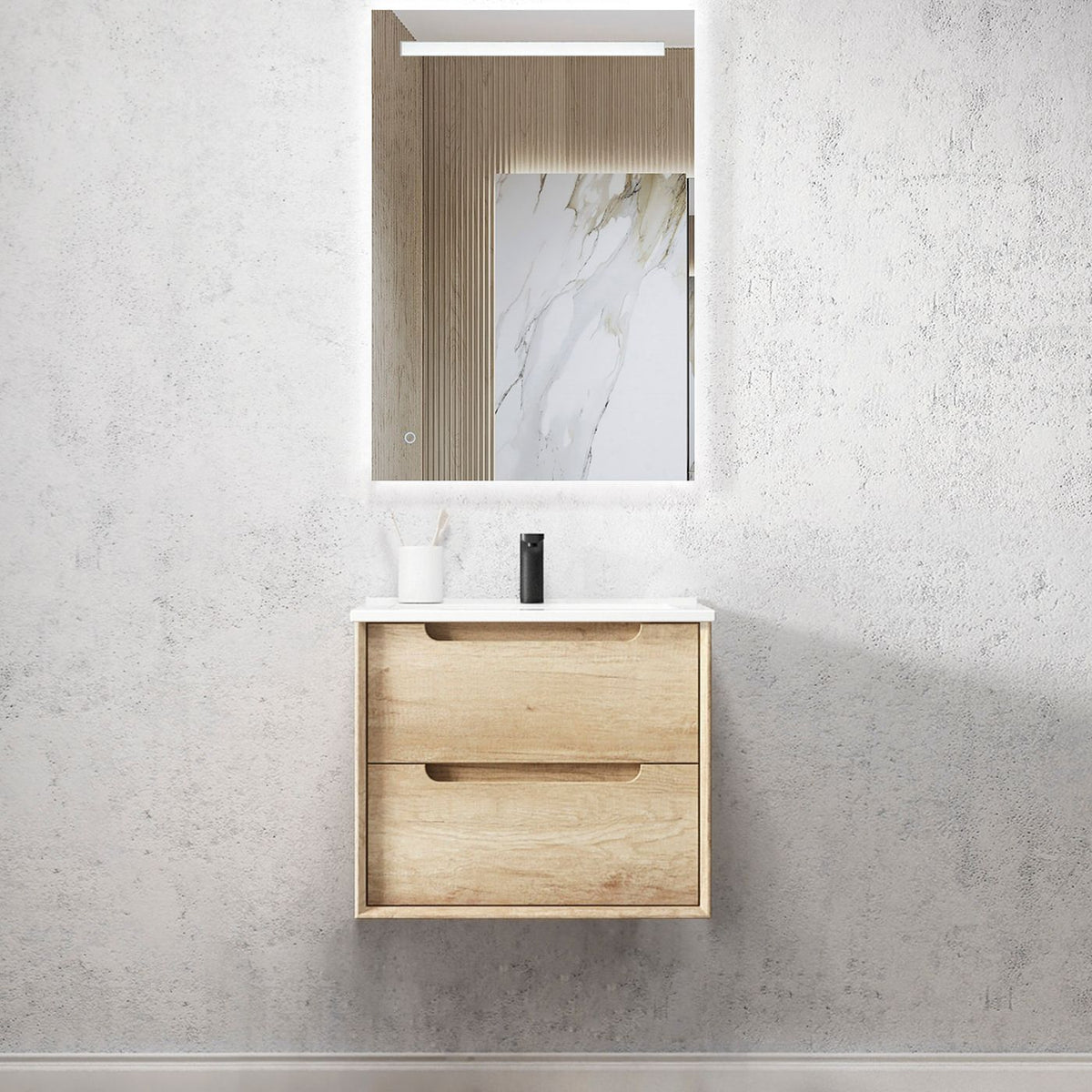 Byron 600mm Natural Oak Wall Hung Vanity