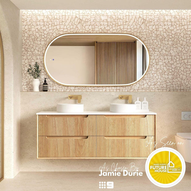 Otti Byron Fluted 1500mm Woodland Oak Wall Hung Vanity