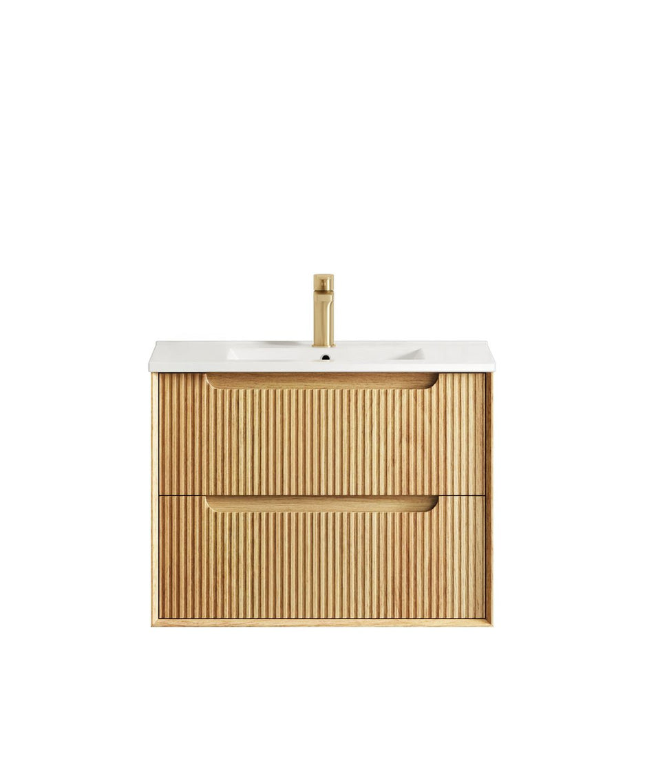 Byron Fluted 750mm Woodland Oak Wall Hung Vanity