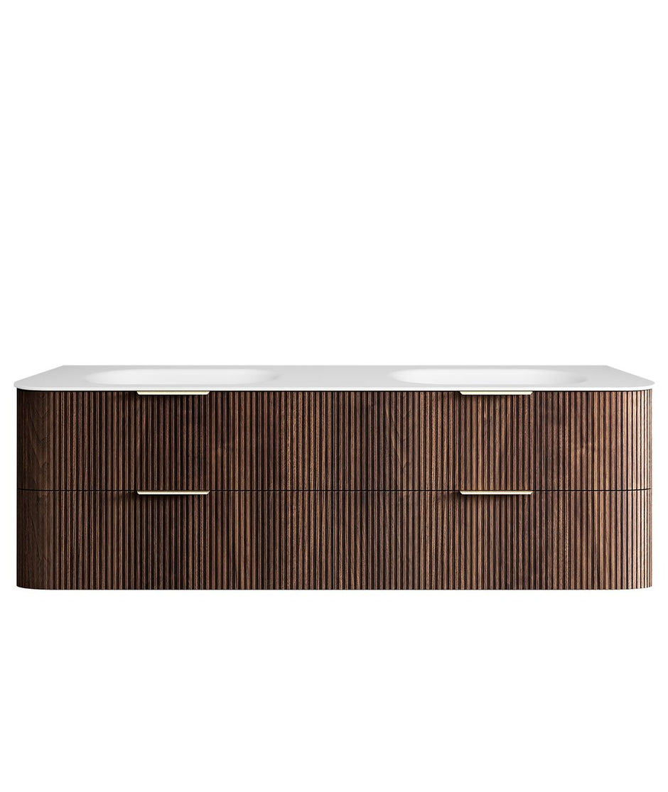 Havana Fluted 1800mm Sable Walnut Wall Hung Curve Vanity