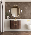Havana Fluted 750mm Sable Walnut Wall Hung Curve Vanity