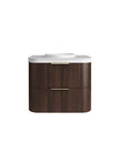 Havana Fluted 750mm Sable Walnut Wall Hung Curve Vanity