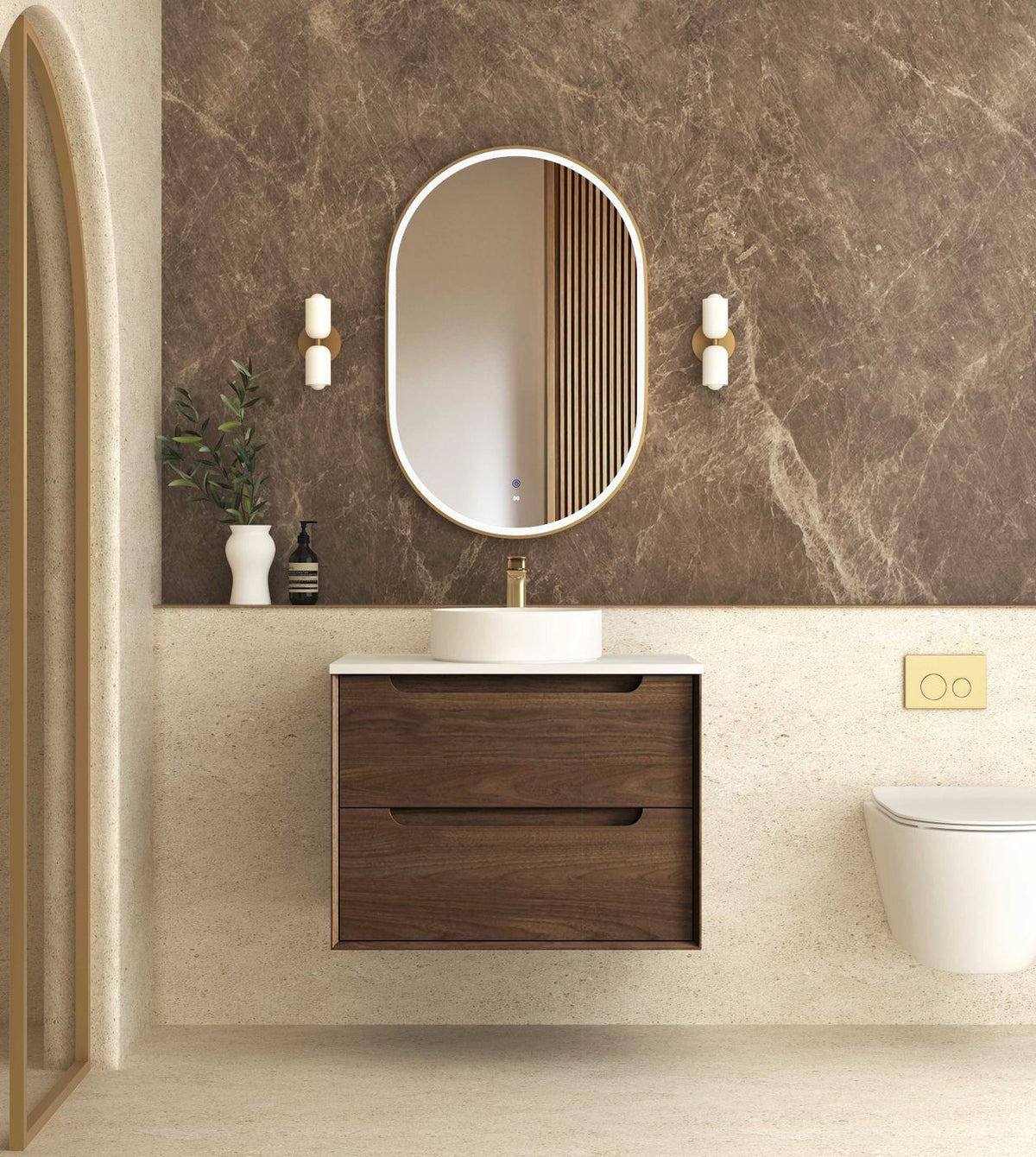 Byron 750mm Sable Walnut Wall Hung Vanity