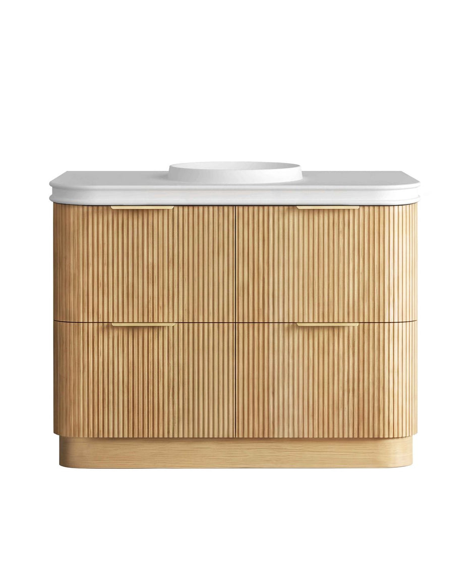 Havana Fluted 1200mm Woodland Oak Floorstanding Curve Vanity