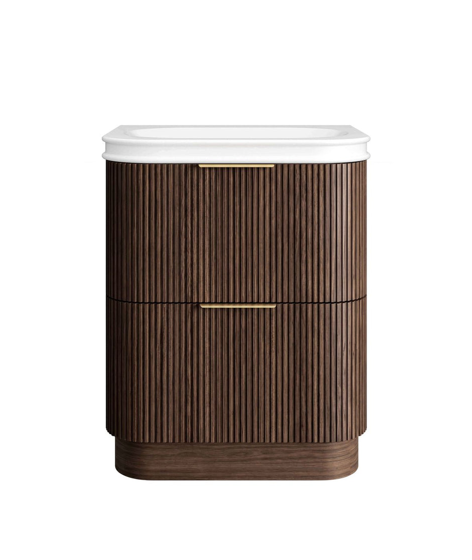 Havana Fluted 750mm Sable Walnut Floorstanding Curve Vanity
