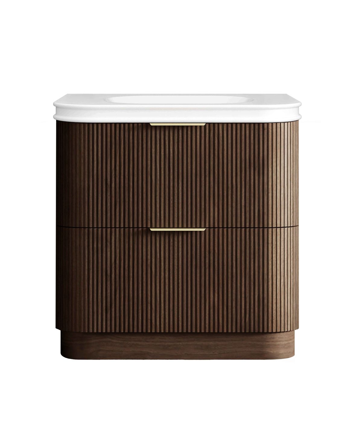 Havana Fluted 900mm Sable Walnut Floorstanding Curve Vanity