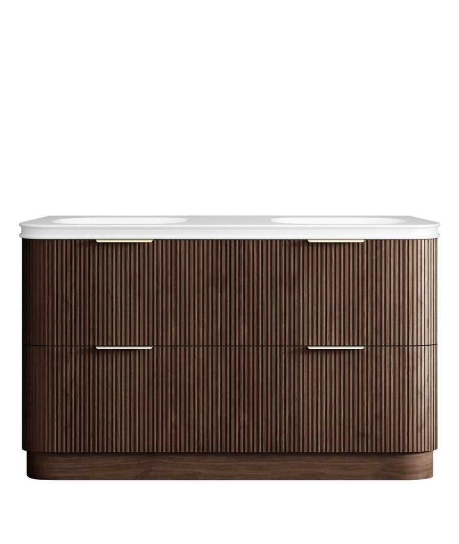 Havana Fluted 1500mm Sable Walnut Floorstanding Curve Vanity