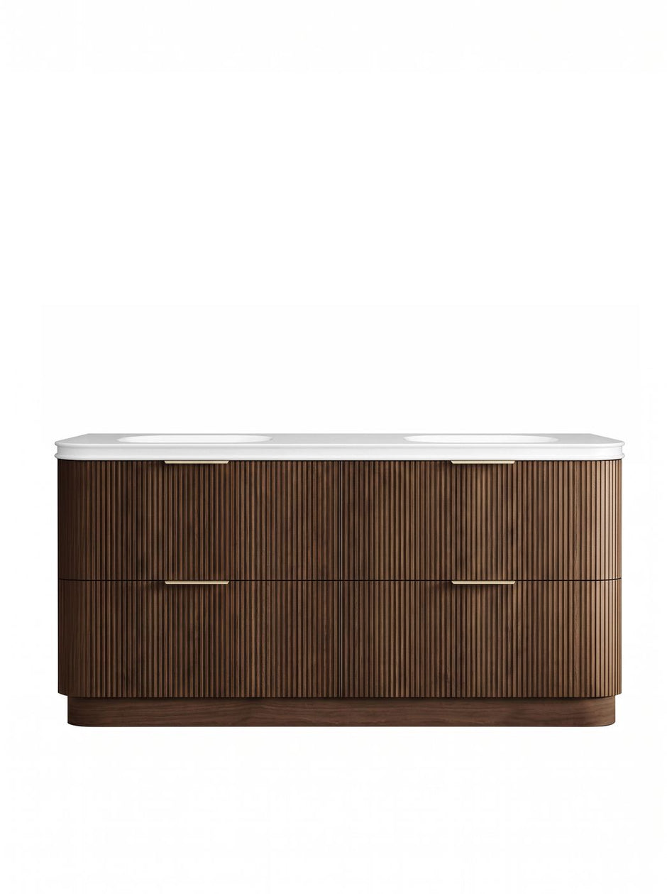 Havana Fluted 1800mm Sable Walnut Floorstanding Curve Vanity