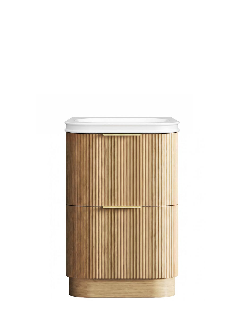 Havana Fluted 600mm Woodland Oak Floorstanding Curve Vanity