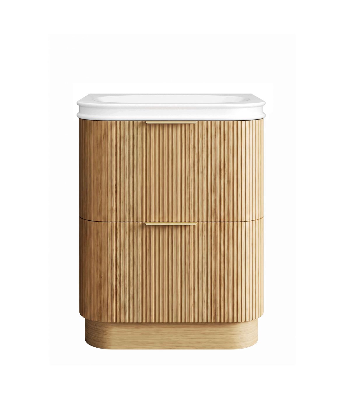 Havana Fluted 750mm Woodland Oak Floorstanding Curve Vanity