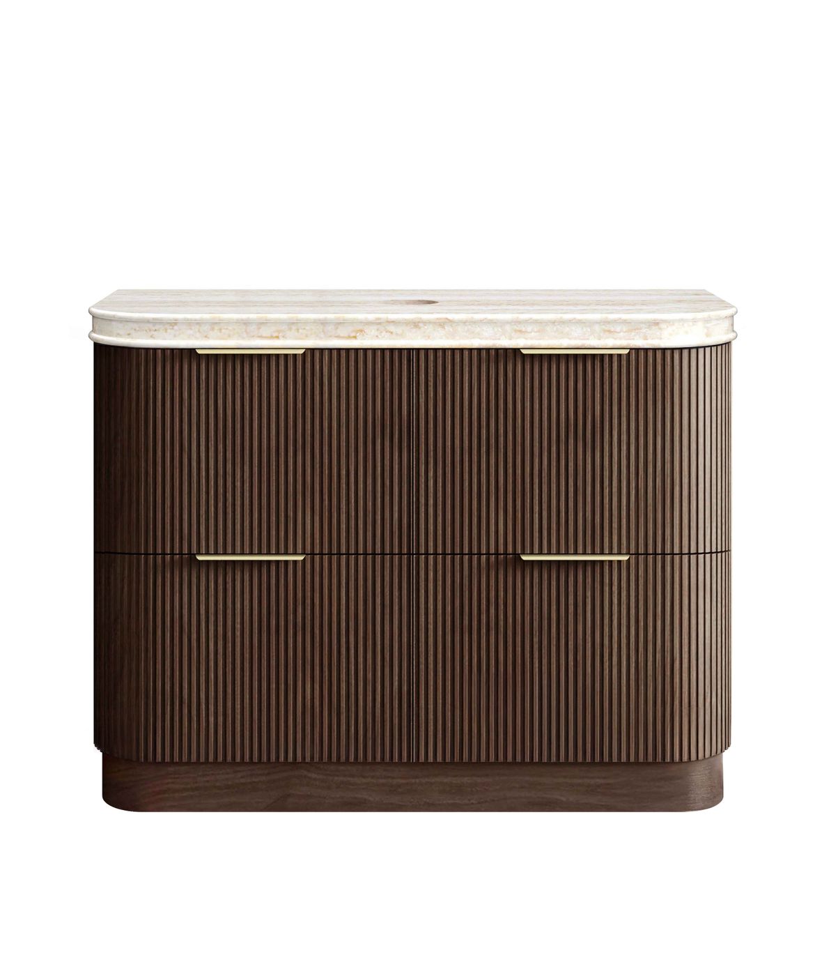 Havana Fluted 1200mm Sable Walnut Floorstanding Curve Vanity