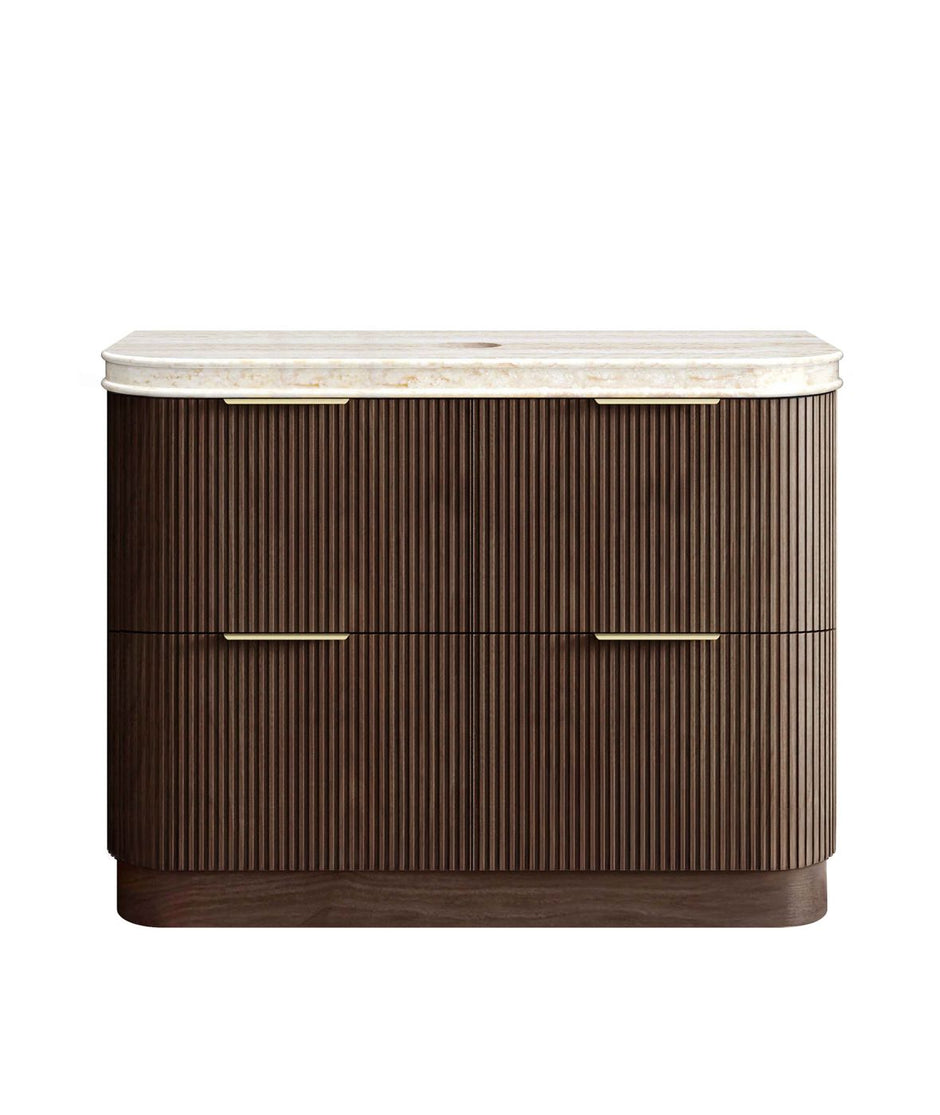 Havana Fluted 1200mm Sable Walnut Floorstanding Curve Vanity