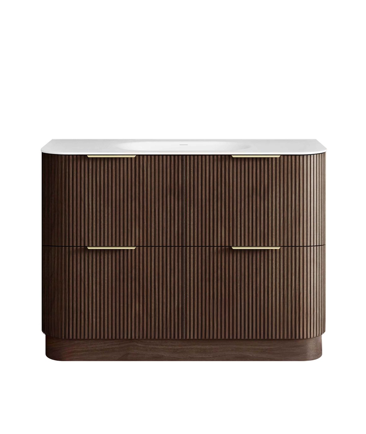 Havana Fluted 1200mm Sable Walnut Floorstanding Curve Vanity