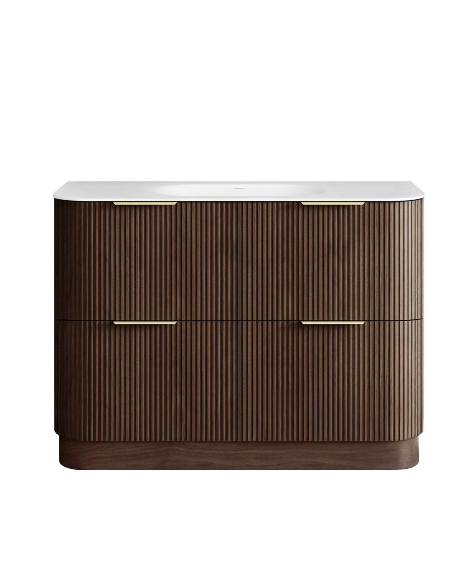 Havana Fluted 1200mm Sable Walnut Floorstanding Curve Vanity