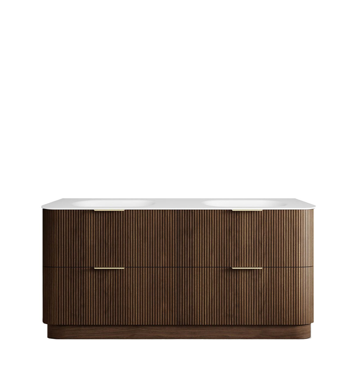 Havana Fluted 1800mm Sable Walnut Floorstanding Curve Vanity