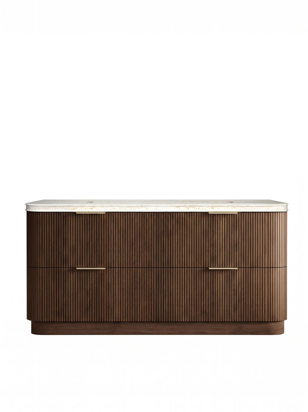 Havana Fluted 1800mm Sable Walnut Floorstanding Curve Vanity