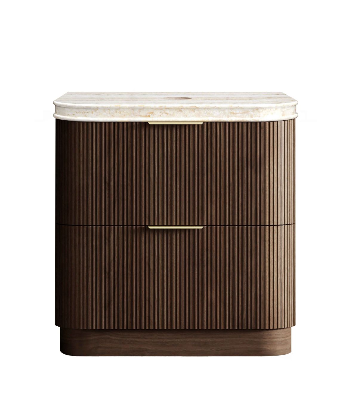 Havana Fluted 900mm Sable Walnut Floorstanding Curve Vanity