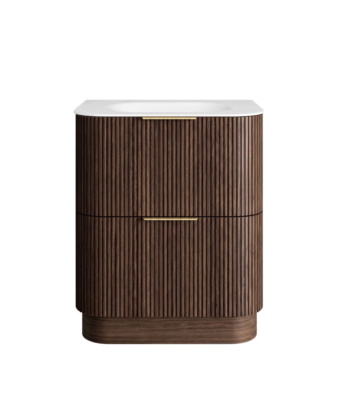 Havana Fluted 750mm Sable Walnut Floorstanding Curve Vanity