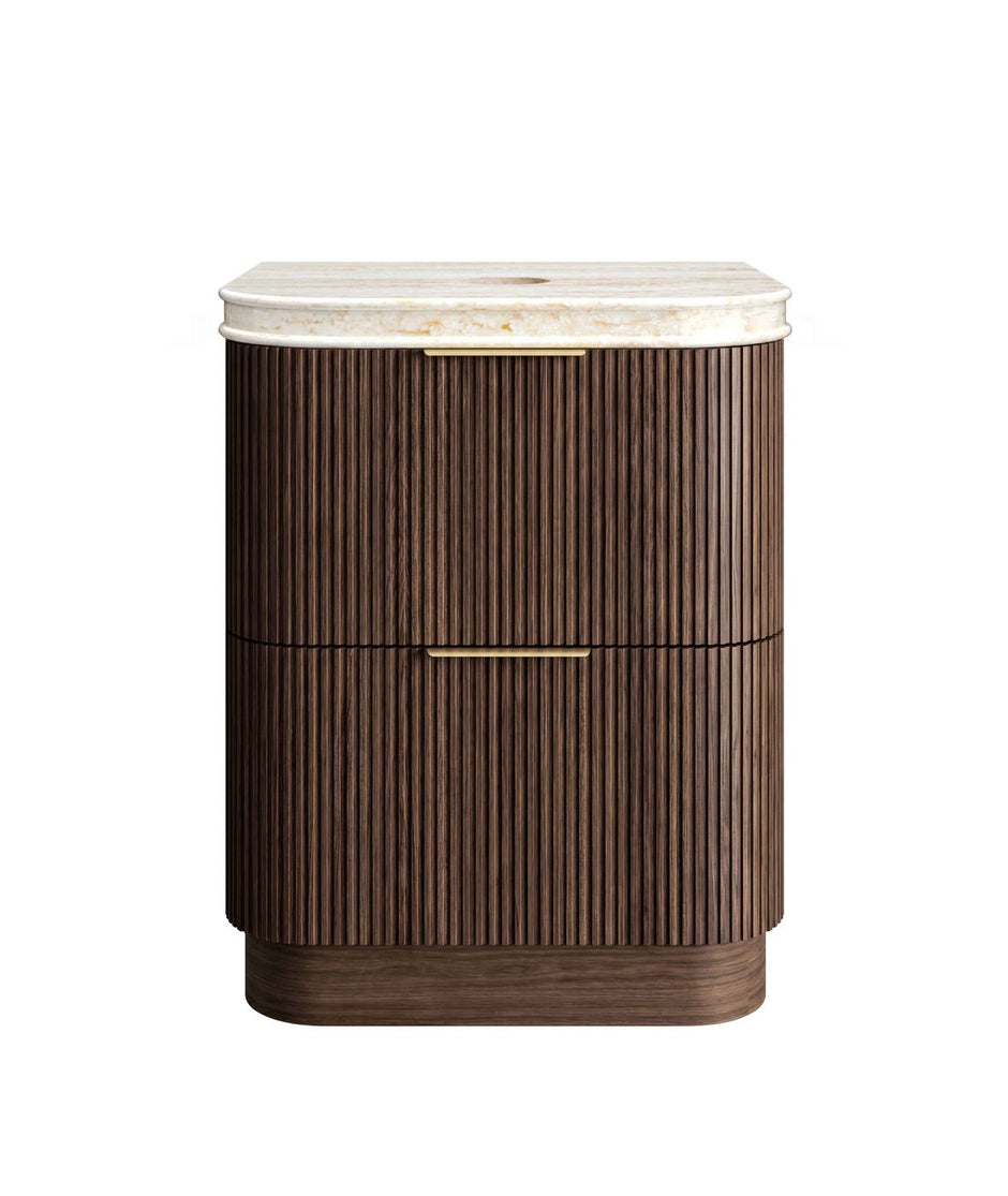 Havana Fluted 750mm Sable Walnut Floorstanding Curve Vanity