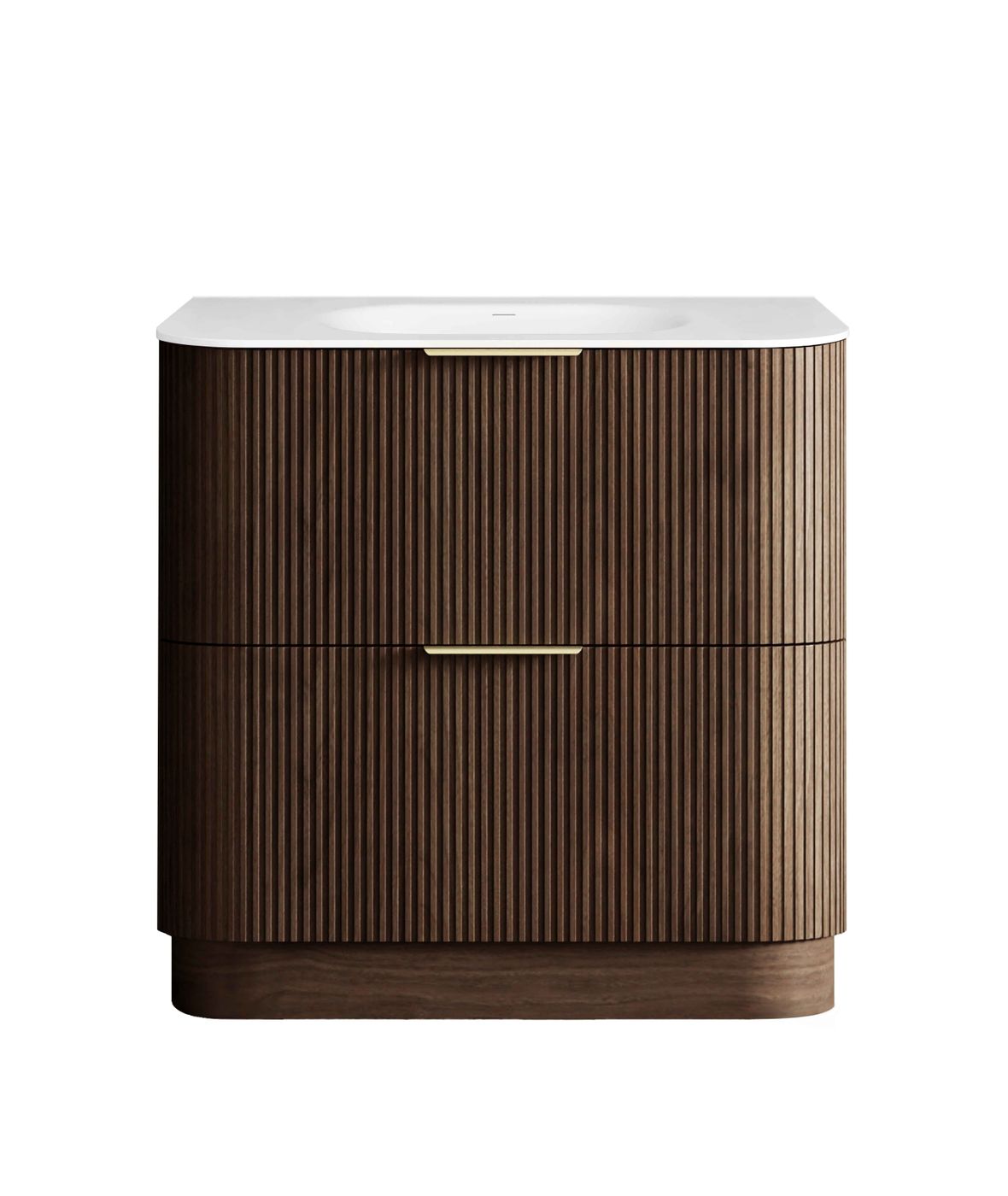 Havana Fluted 900mm Sable Walnut Floorstanding Curve Vanity