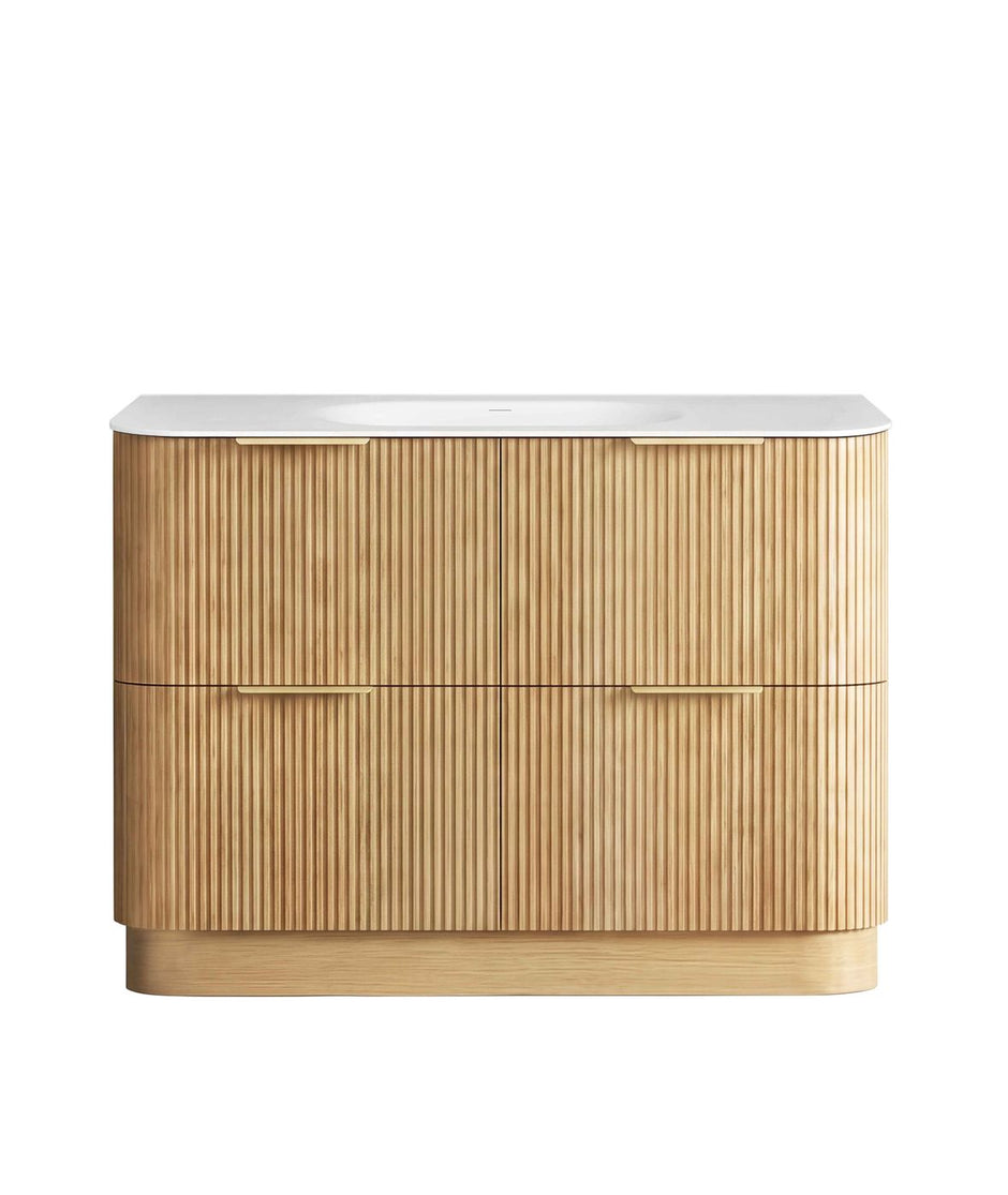 Havana Fluted 1200mm Woodland Oak Floorstanding Curve Vanity