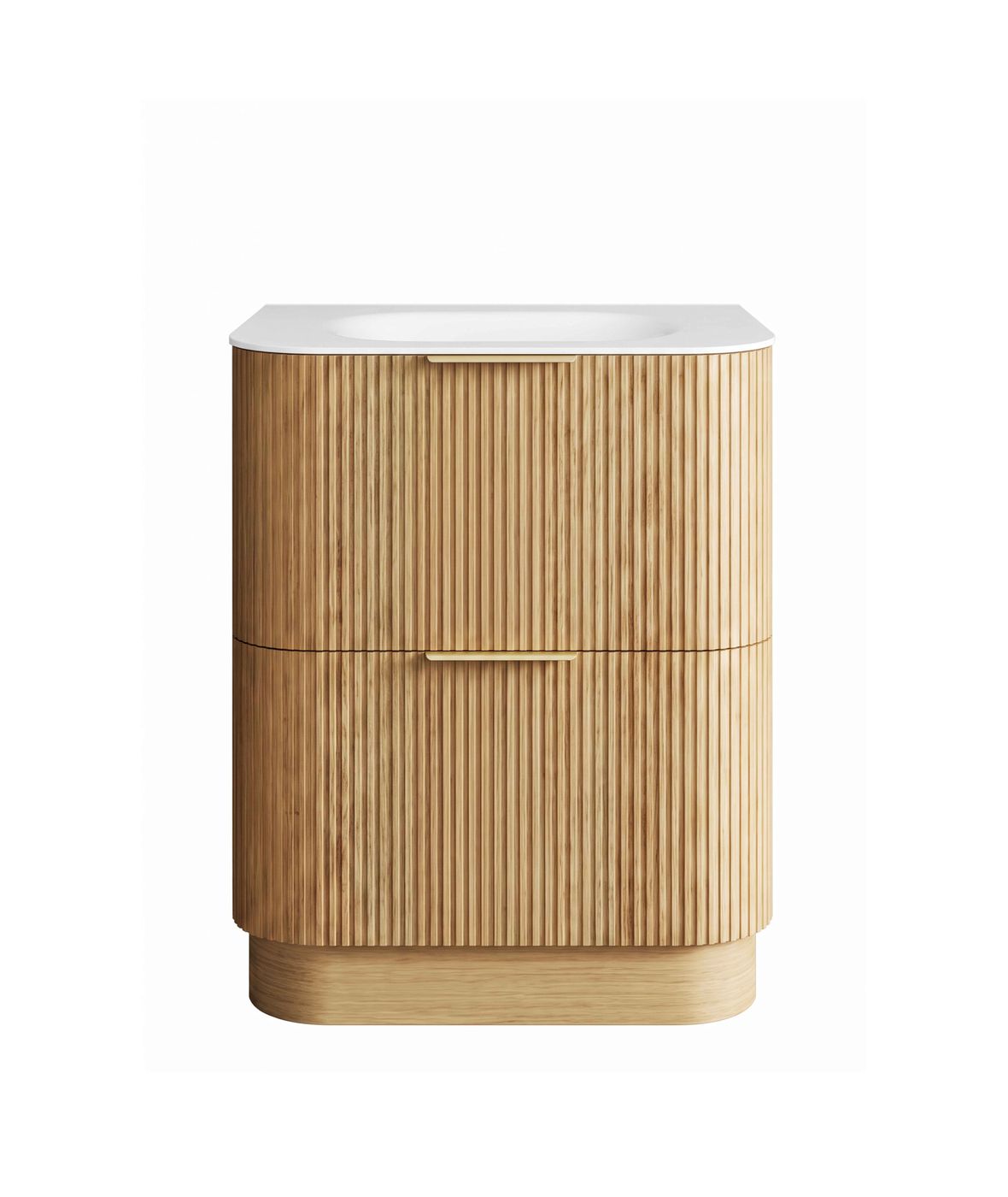 Havana Fluted 750mm Woodland Oak Floorstanding Curve Vanity