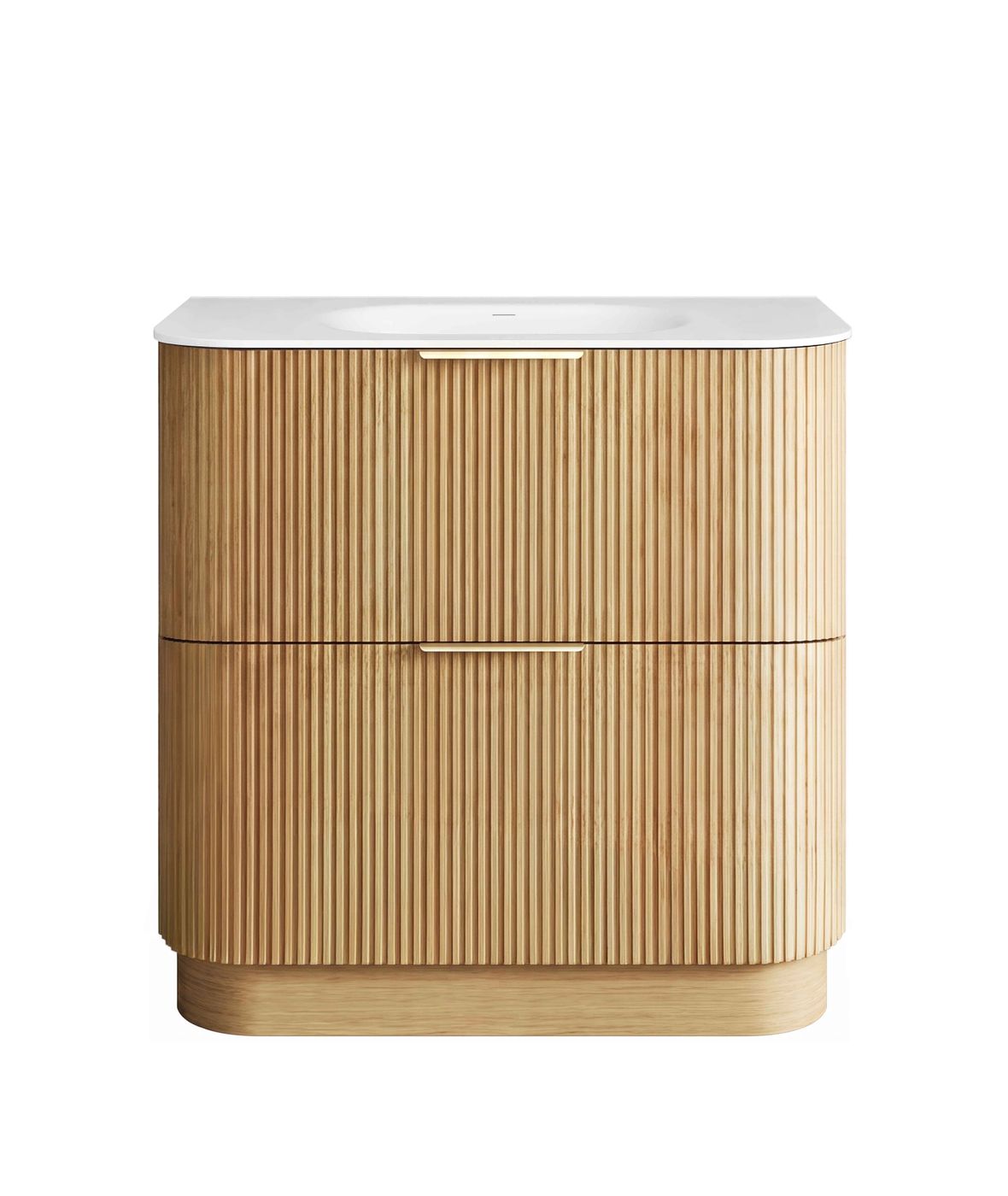 Havana Fluted 900mm Woodland Oak Floorstanding Curve Vanity