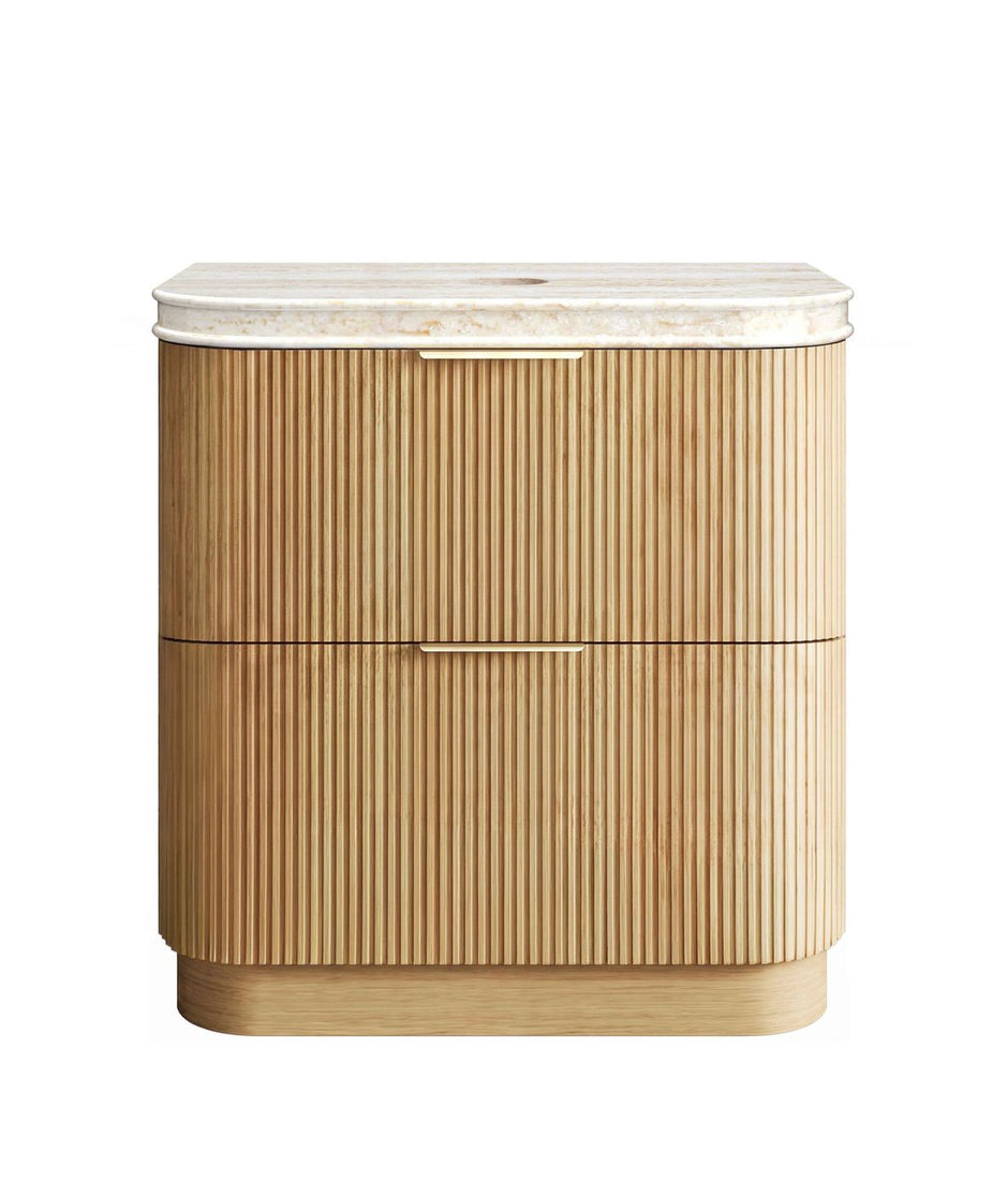 Havana Fluted 900mm Woodland Oak Floorstanding Curve Vanity