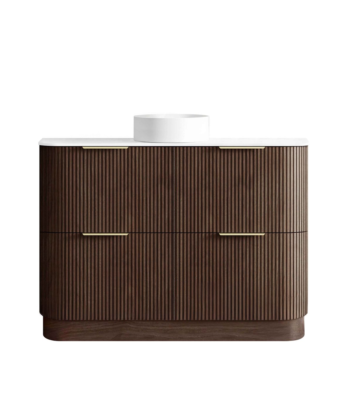 Havana Fluted 1200mm Sable Walnut Floorstanding Curve Vanity