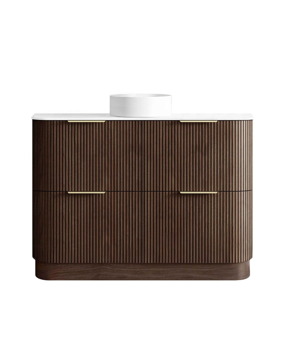 Havana Fluted 1200mm Sable Walnut Floorstanding Curve Vanity