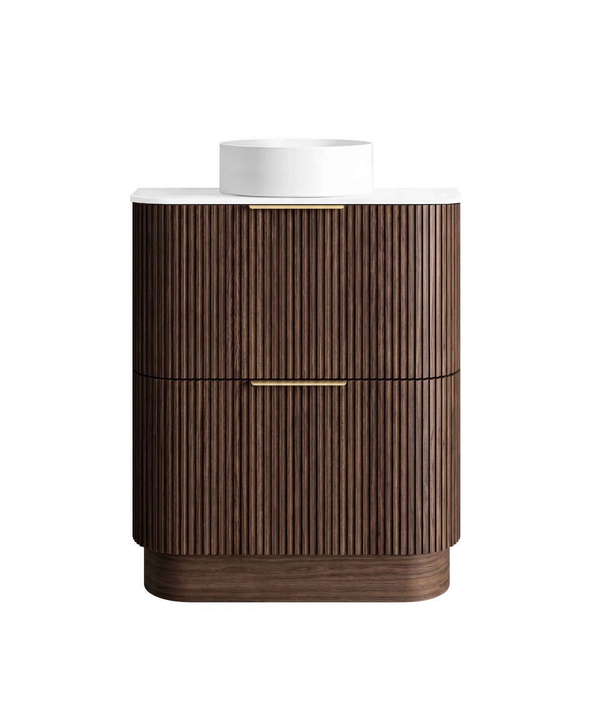 Havana Fluted 750mm Sable Walnut Floorstanding Curve Vanity