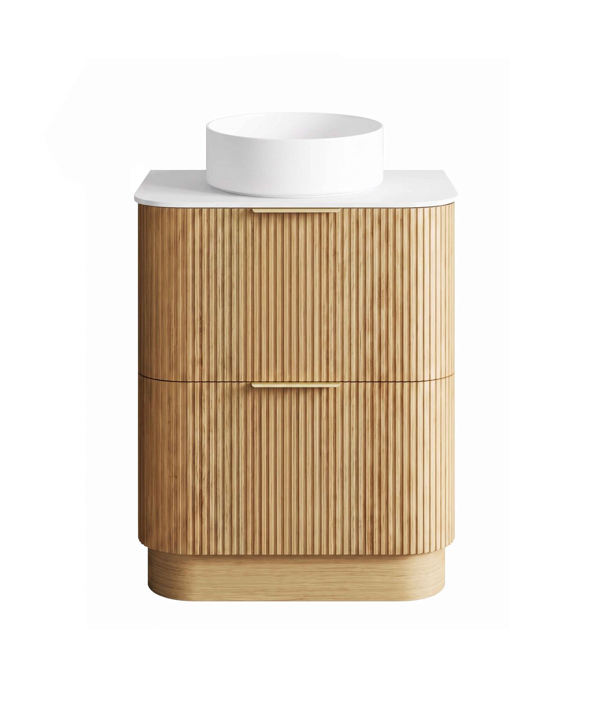 Havana Fluted 750mm Woodland Oak Floorstanding Curve Vanity